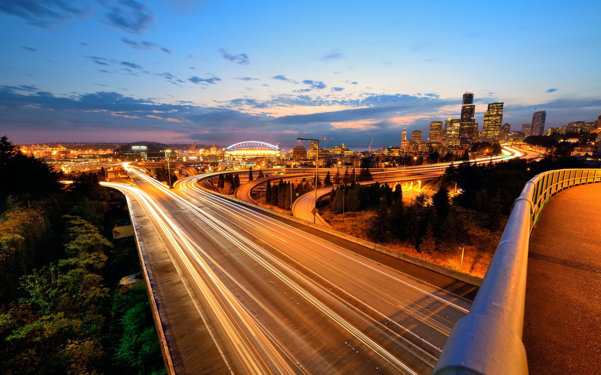 Night view of city skyline